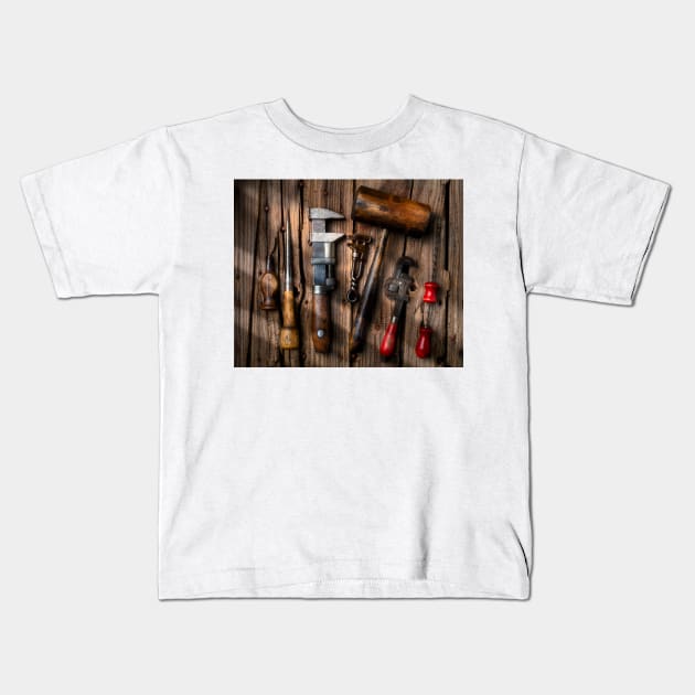 Old Workmans Tools Kids T-Shirt by photogarry